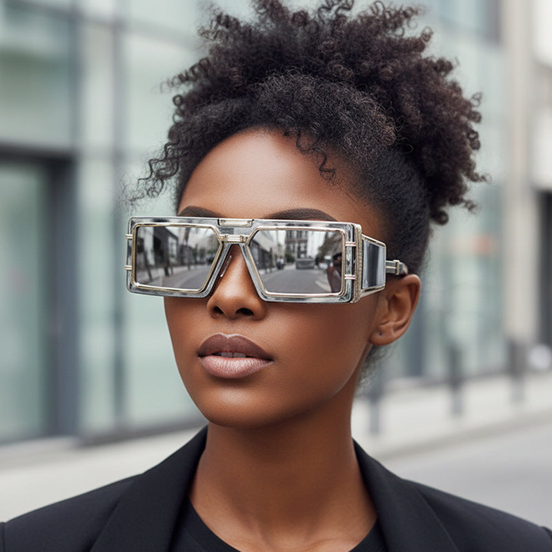 Damen Geometrische Oversized Sonnenbrille mit luxuriösem Rahmen Karnz