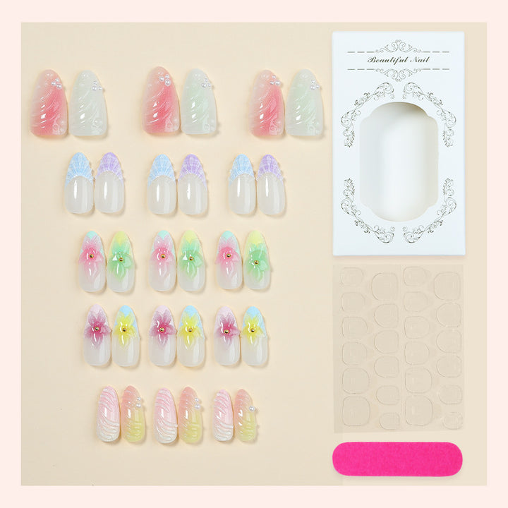 Dekoratives florales Nagelkunst Press-On-Set Karnz