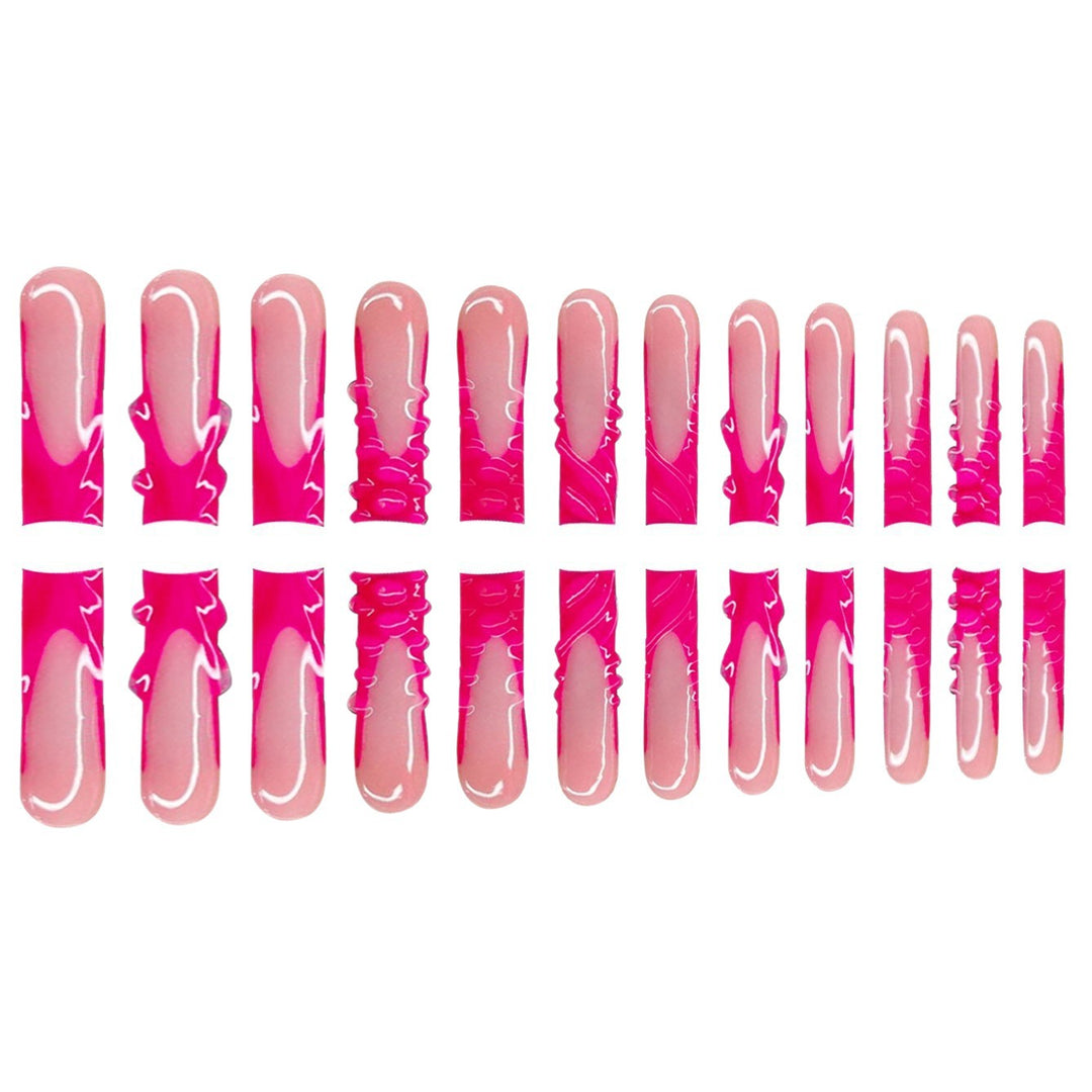 Künstlerisches Langes Press-On-Nagel-Set mit Einzigartigem Design Karnz