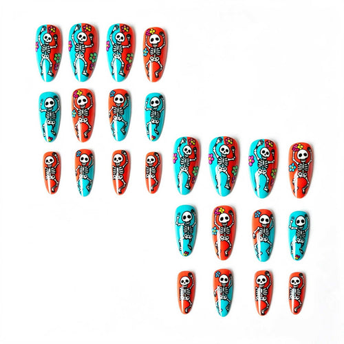Halloween-inspiriertes Skelett-Nagelkunst-Set