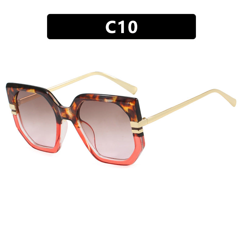 Damen geometrische Sonnenbrille mit luxuriösem goldenen Rahmen und polarisierenden Gläsern Karnz