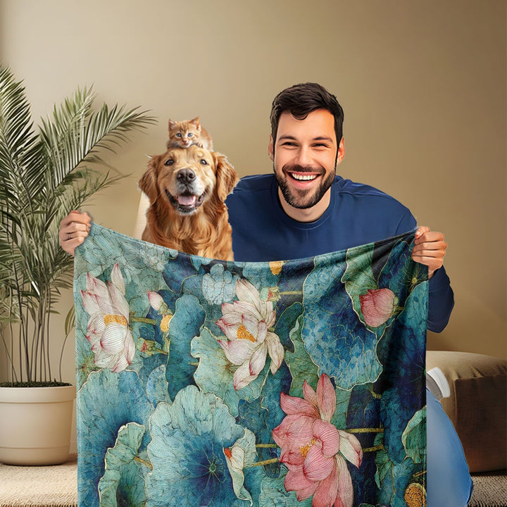 Künstlerische Blumenmuster-Fleece-Decke
