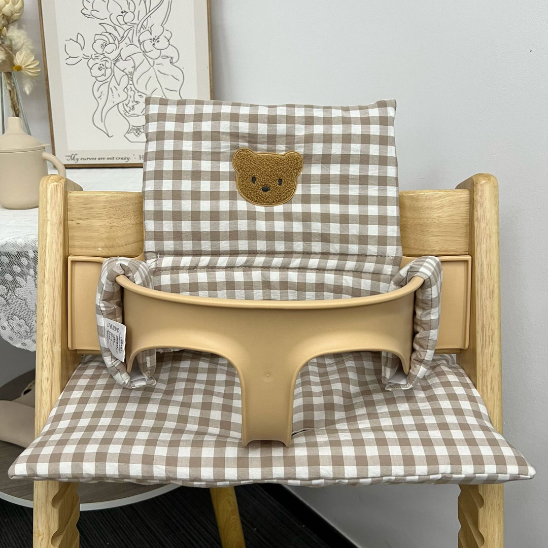 Polster-Set für Hochstuhl für Babys mit abnehmbarem Teddy-Applikation