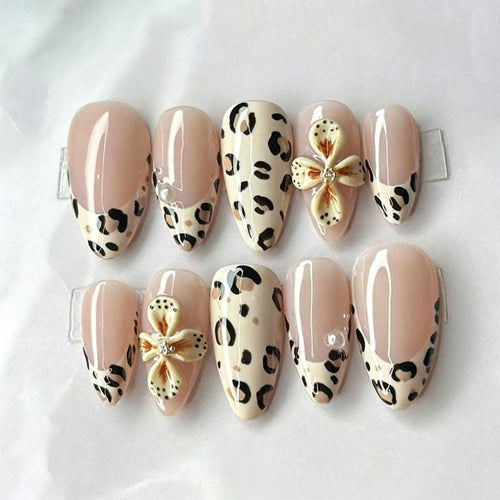 Elegantes Leoparddruck Aufklebenägel Set