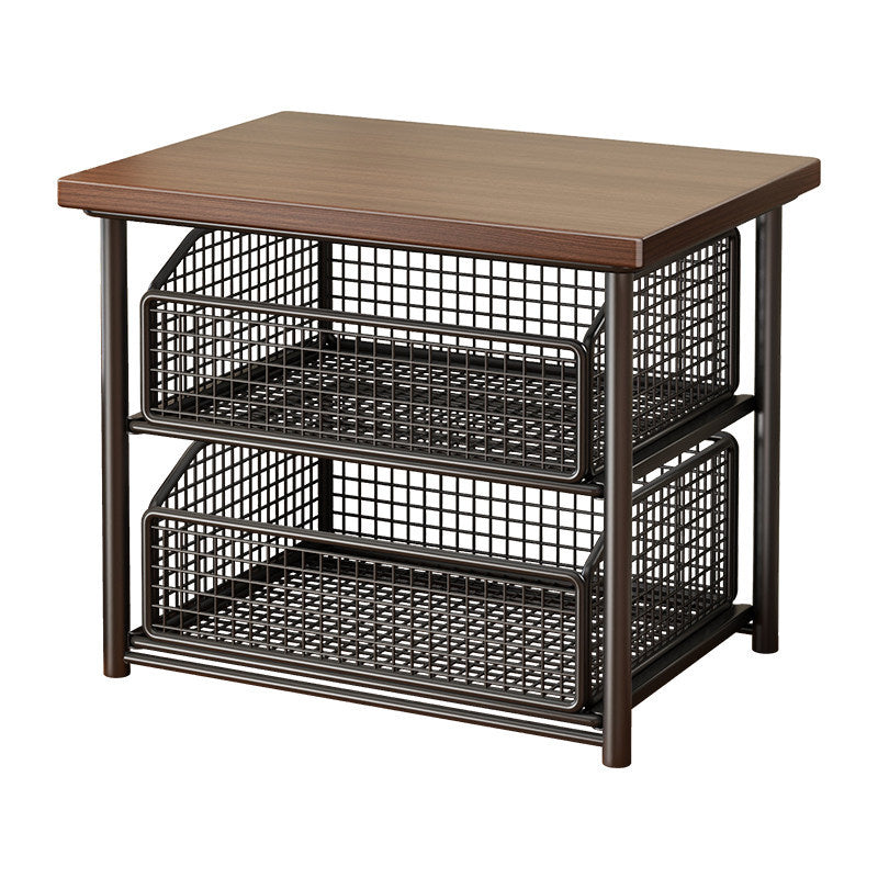 Theke Kaffee Station Organizer mit gleitendem Metallkorb und Holzregal