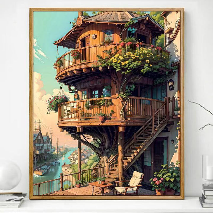 Gemütlicher Balkon Kunstdruck Karnz