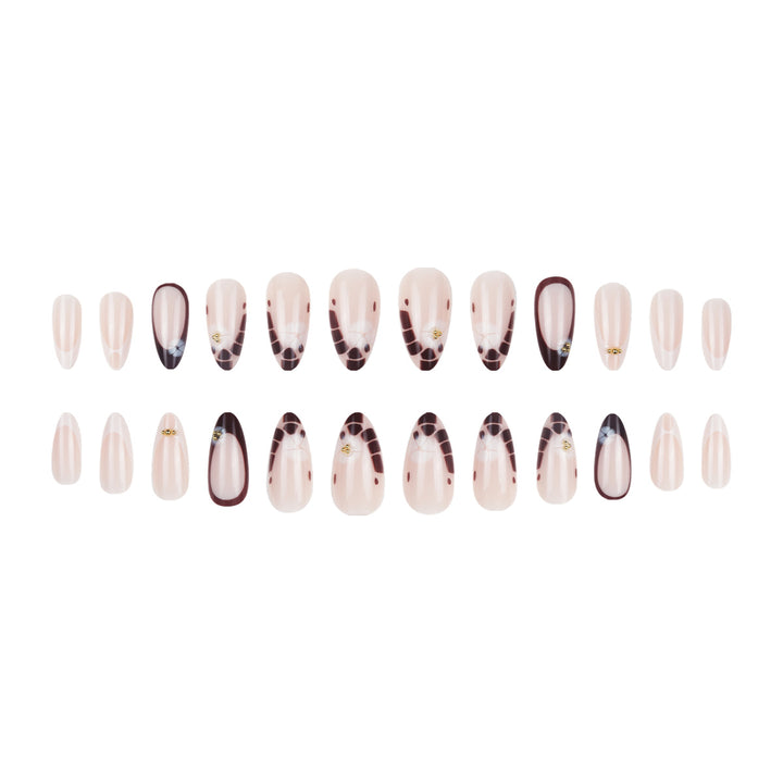 Künstlerisches Stiletto Press-On Nail Set mit einzigartigem Blumenmuster Karnz
