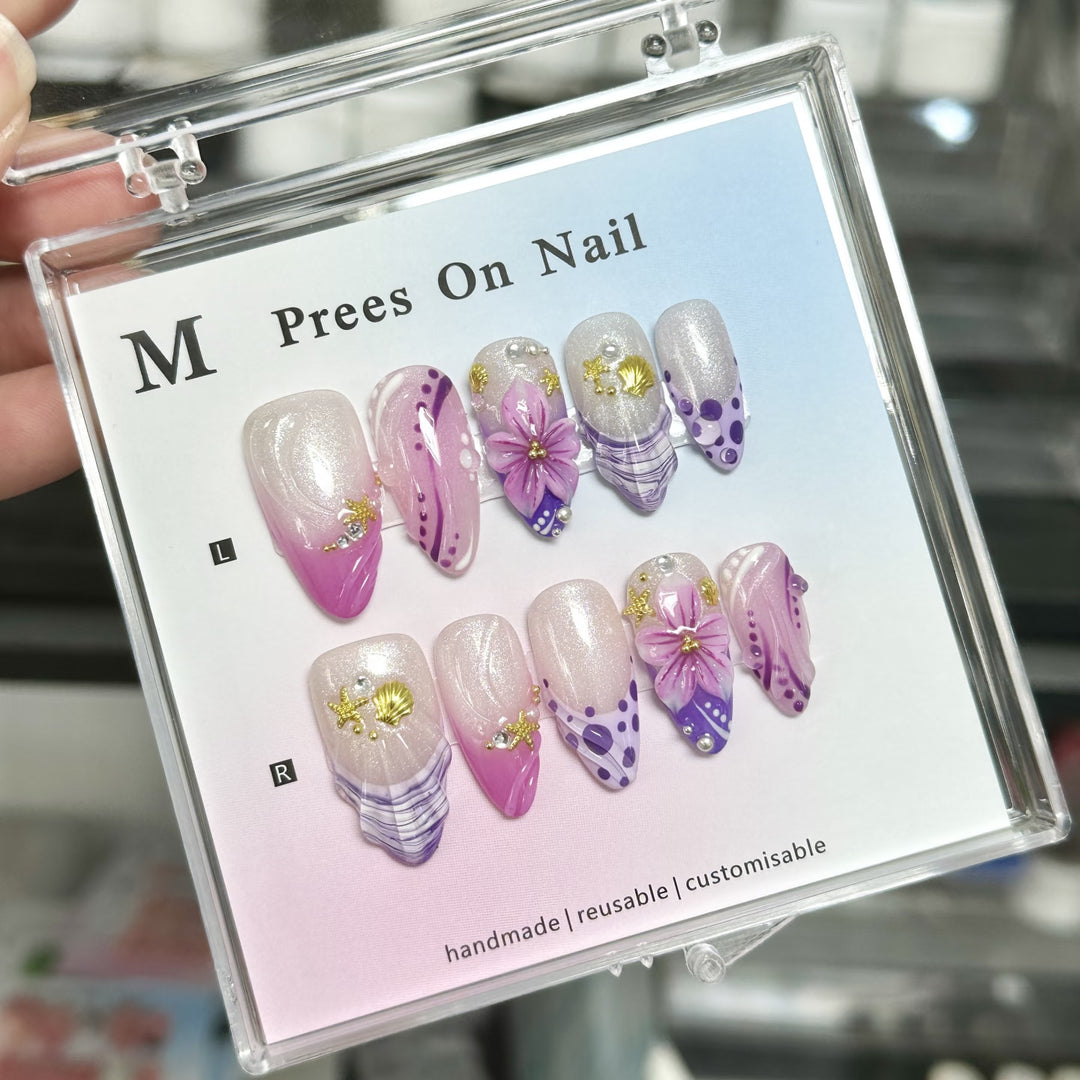 Anpassbares Blumen Press-On Nagel Set