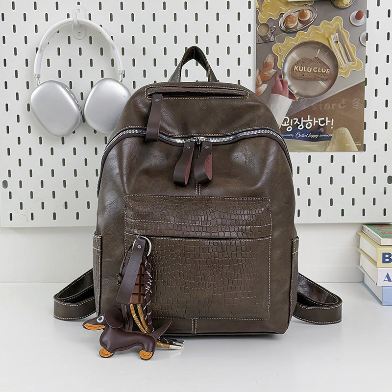 Stylische Krokodil-muster Leder Rucksack Karnz