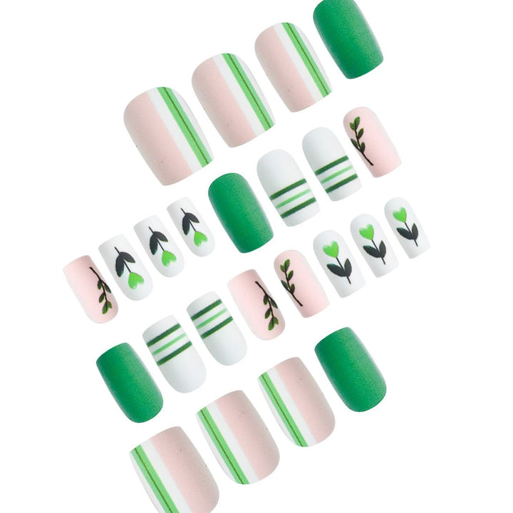 Künstlerisches botanisches Press-On-Nageldesign-Set Karnz