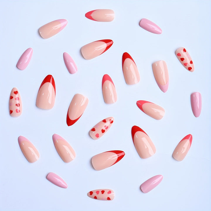 Künstlerisches Herz Akzent Press-On Nagelkunst Set