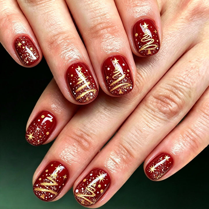 Festliche Feiertags-Themen Press-On Nagelkunst Karnz