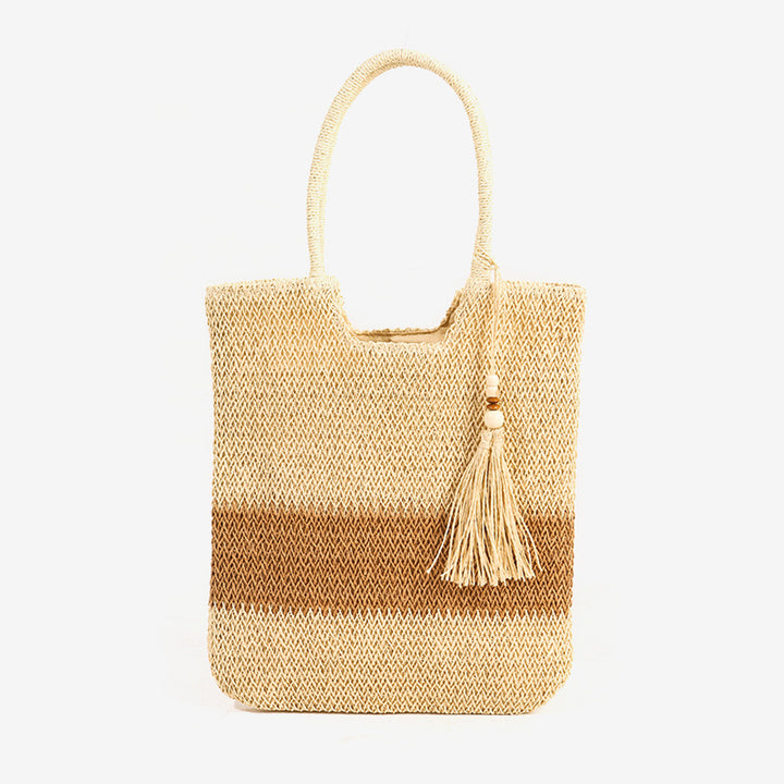 Damen Elegante Strandtasche mit fransenbesetztem Design Karnz