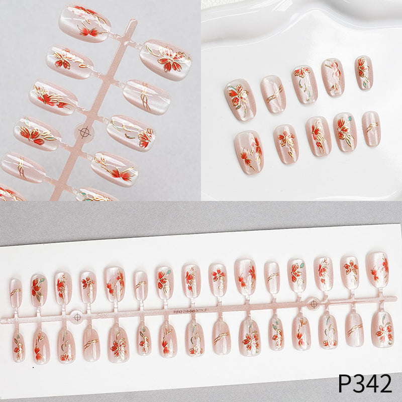 Florales Design Press-On Nagelset Karnz