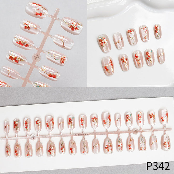 Florales Design Press-On Nagelset Karnz