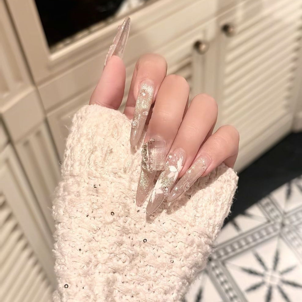 Elegante Blumige Stiletto Nagelverlängerungen