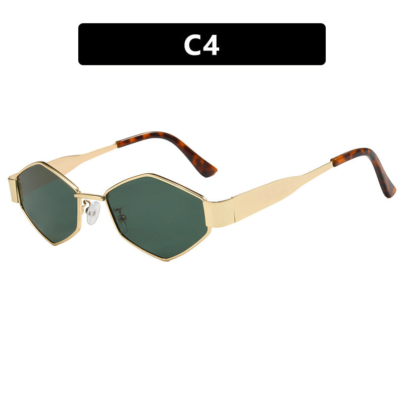 Damen geometrische Sonnenbrille mit schmalem Metallrahmen und polarisierten Gläsern Karnz