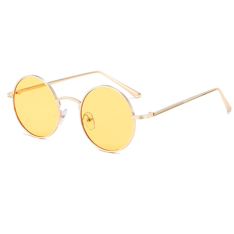 Damen modische Brille mit runden Gläsern und feinem Metallrahmen Karnz