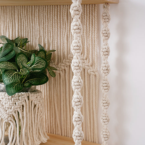 Macrame Wandorganizer mit Regalen Karnz