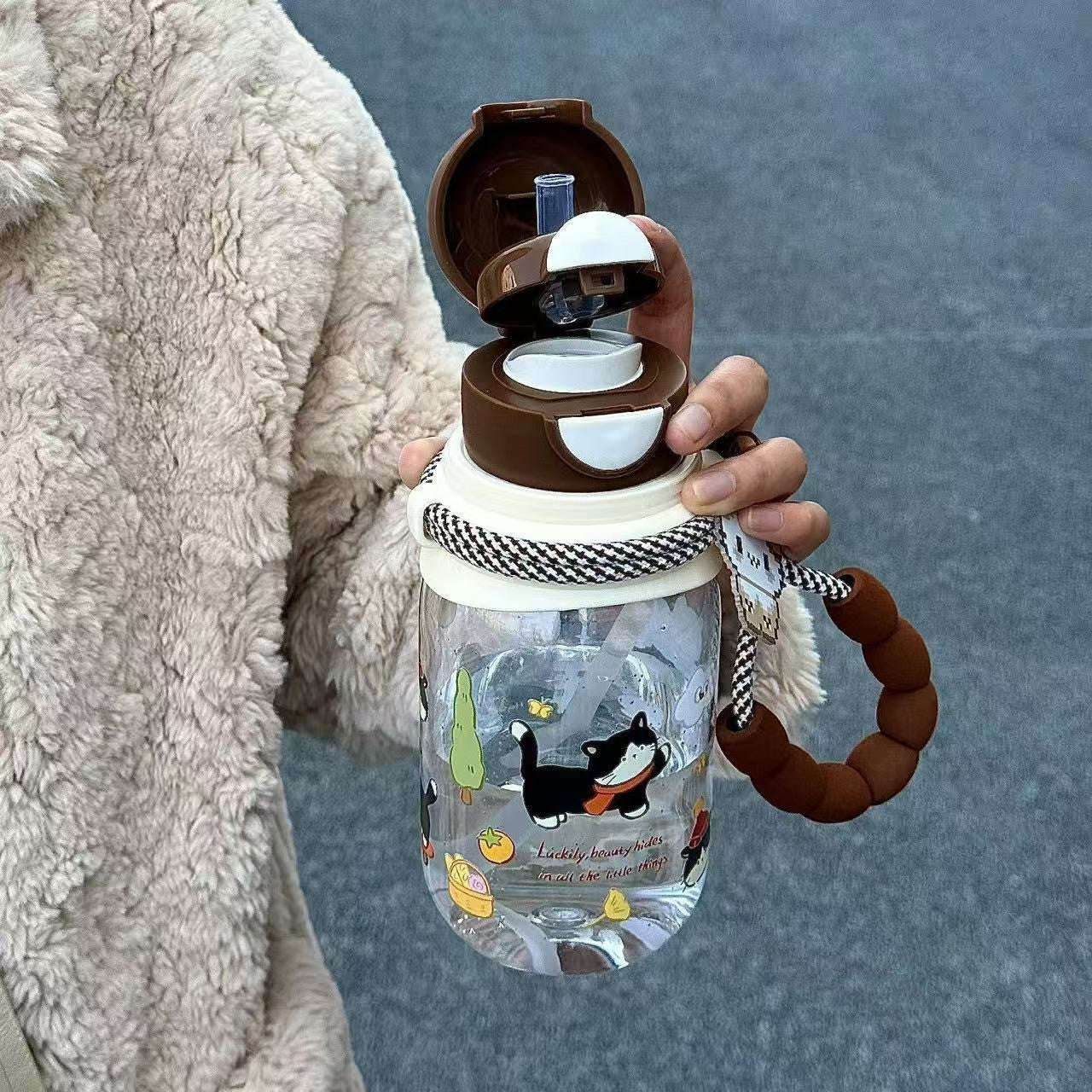 Damen Auslaufsichere Trinkflasche mit Tiermotiven Karnz