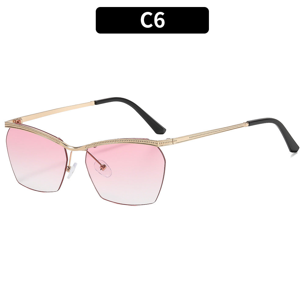 Damen Modische Sonnenbrille mit filigranem Rahmen und sanftem Farbverlauf Karnz