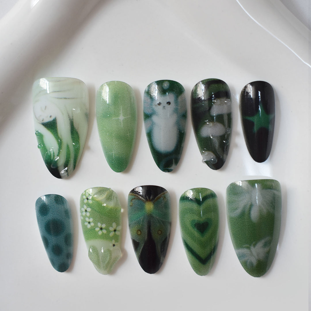 Künstlerische 3D vom Meer inspirierte Press-On Nagelkunst Karnz
