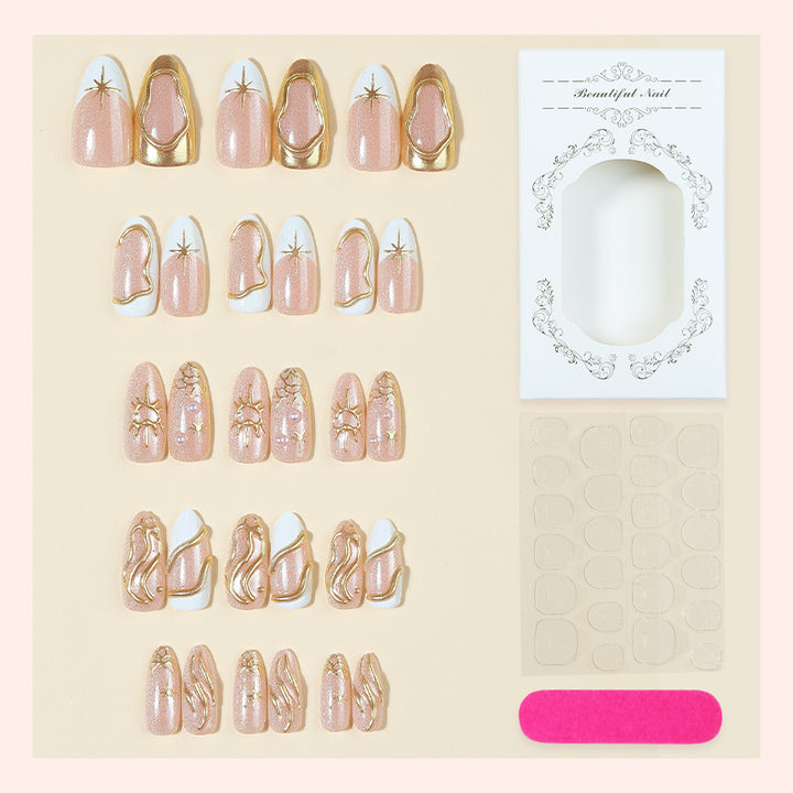 Dekoratives Press-On Nagelkunstset mit eleganten goldenen Akzenten Karnz 1788495840
