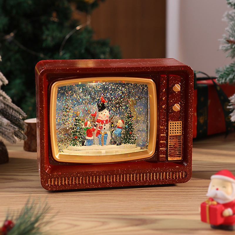 Beleuchtete Weihnachtslaterne mit Schnee- und Weihnachtsmotiv Karnz