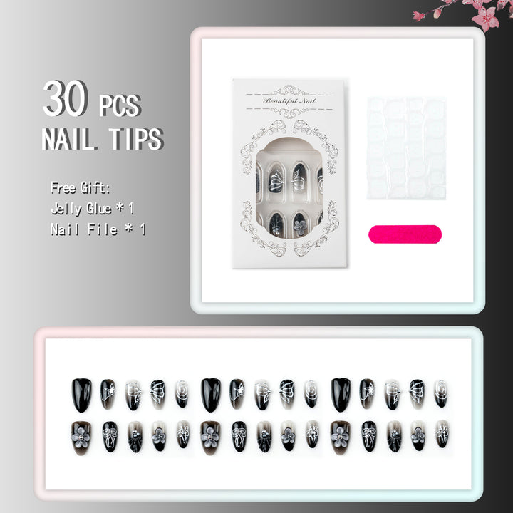 Künstlerisches, blumenmuster-inspiriertes Press-On Nagelset