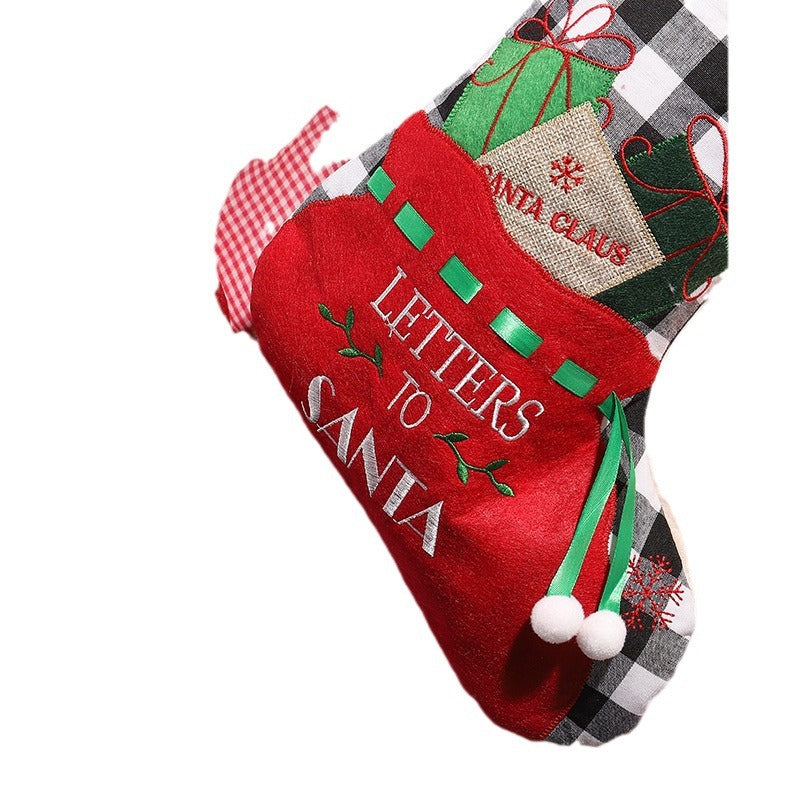 Festlicher Weihnachtsstrumpf mit klassischen Motiven Karnz