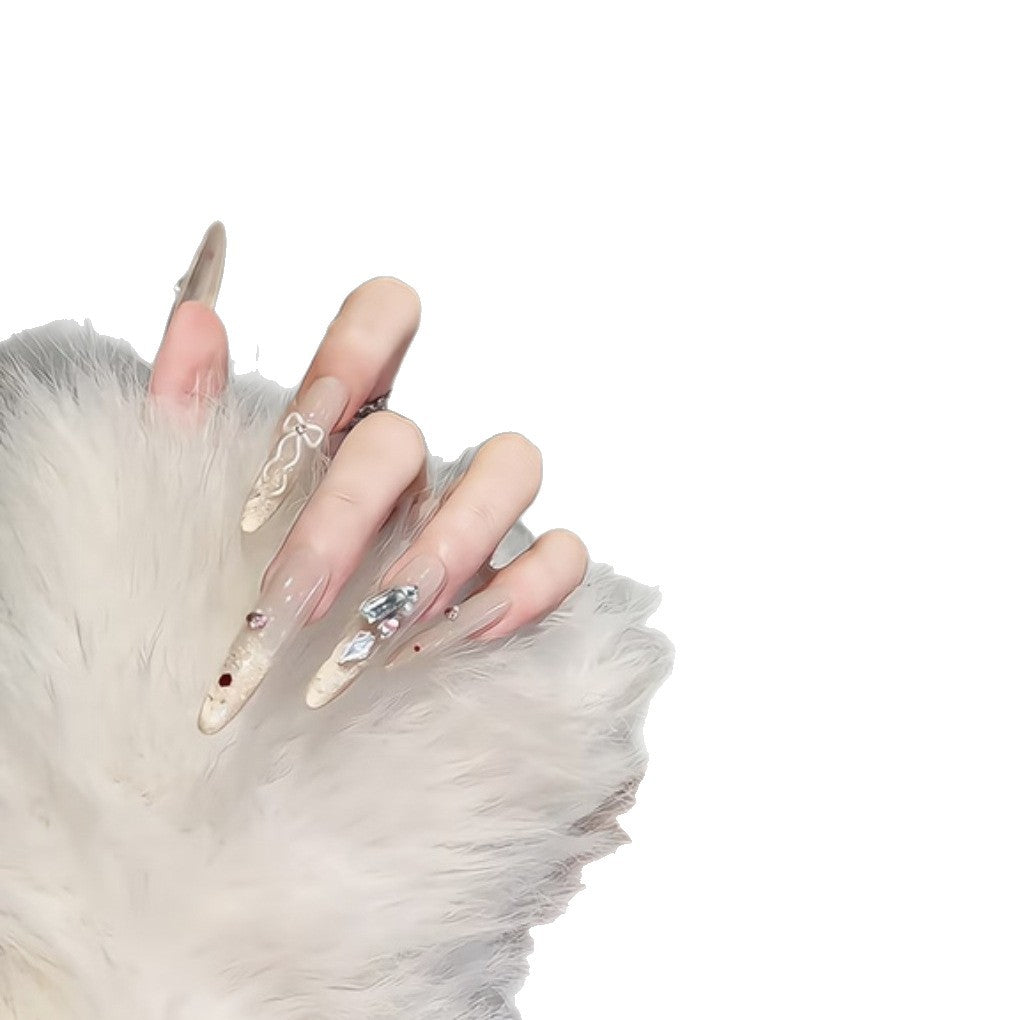 Künstlerische mit Kristallen verzierte Stiletto-Nagelerweiterungen
