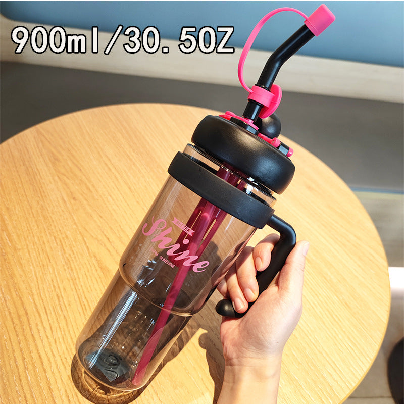 Damen praktische Trinkflasche mit integriertem Strohhalm Karnz