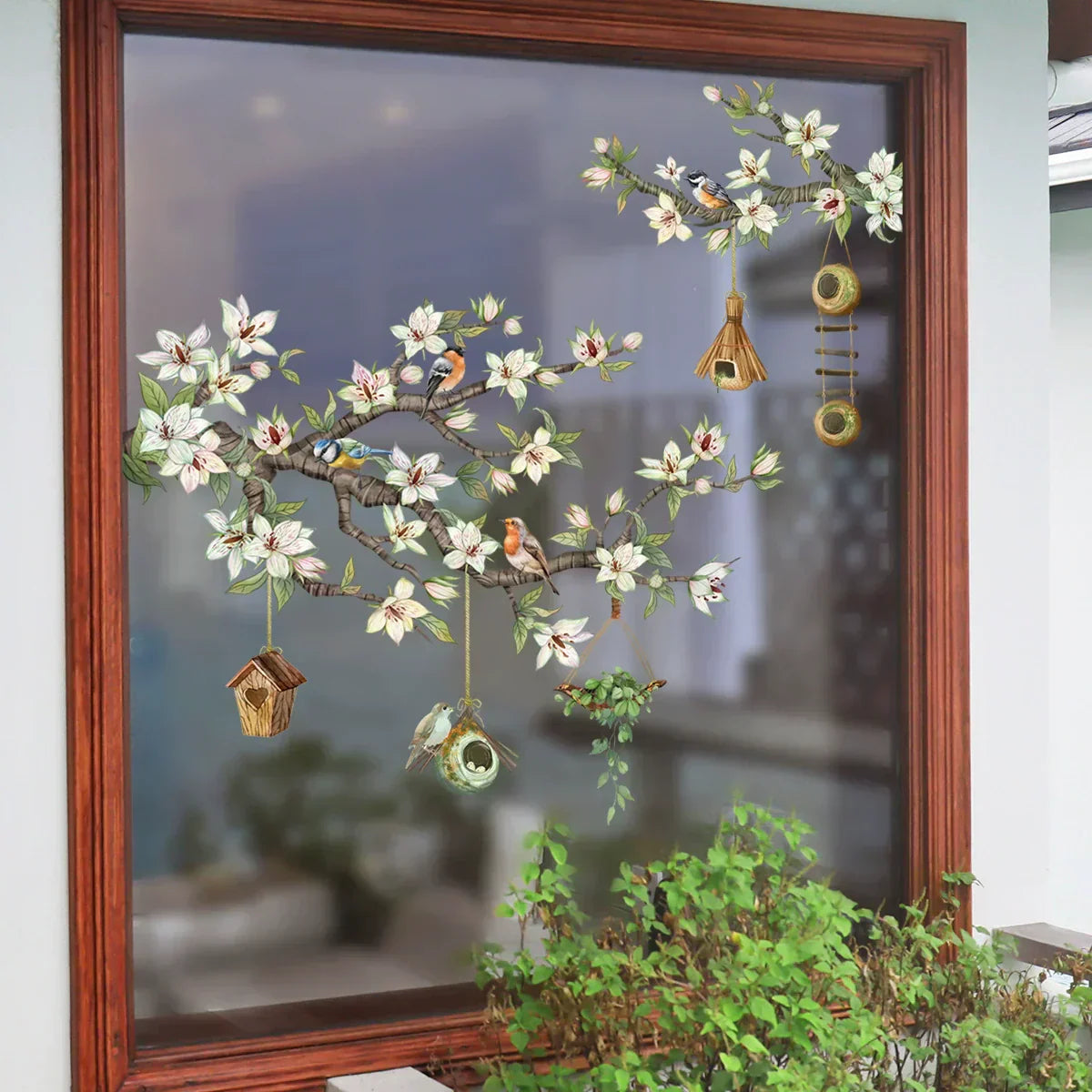 Karnz | 💐 Buntes Blumengeschenk Fensteraufkleber 🖼️ (Entfernbare ohne Rückstände)