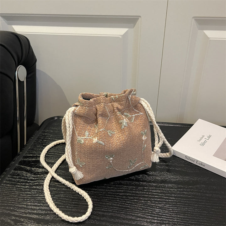 Bestickte Kordelzug Mini-Handtasche