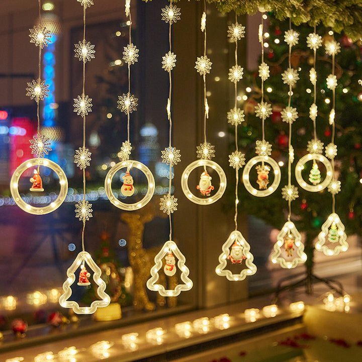 Weihnachtsdekorative Lichtsterne mit Schneeflocken Karnz