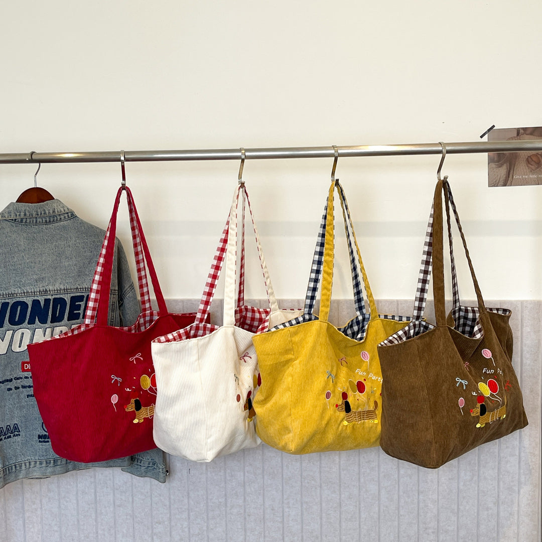 Baumwoll-Tasche mit Verspieltem Hundemotiv Karnz
