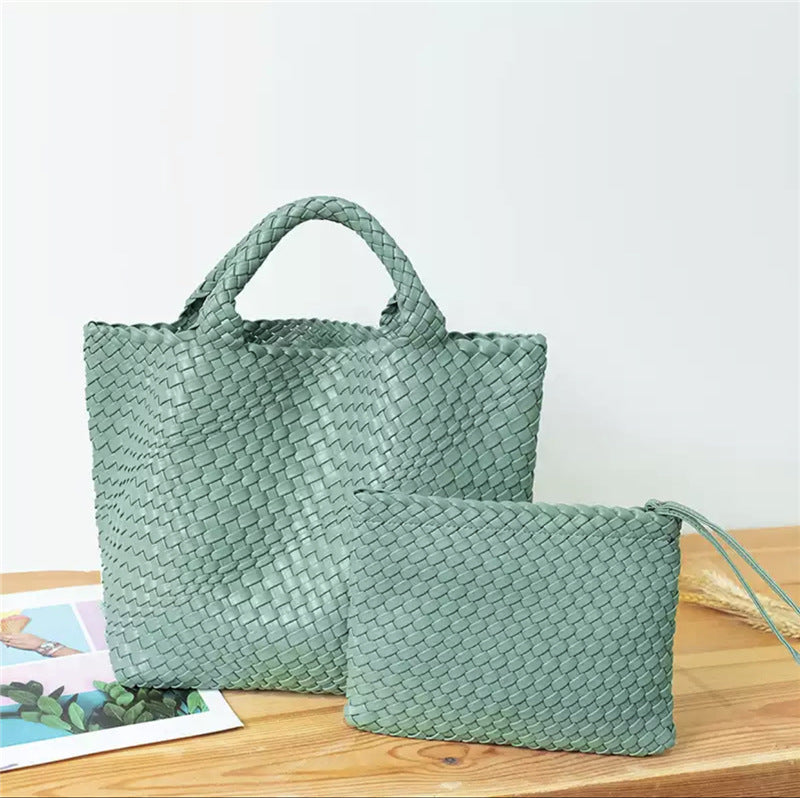 Elegante Geflochtene Handtasche mit Abnehmbarer Clutch Karnz