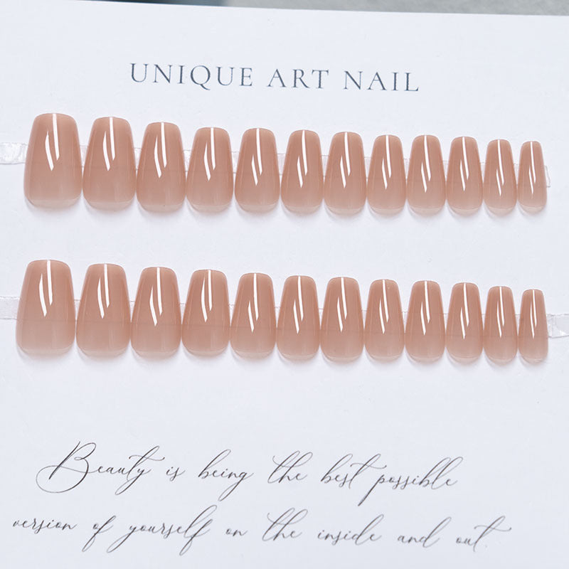 Natürliche Glossy Lange Coffin Press-On Nägel
