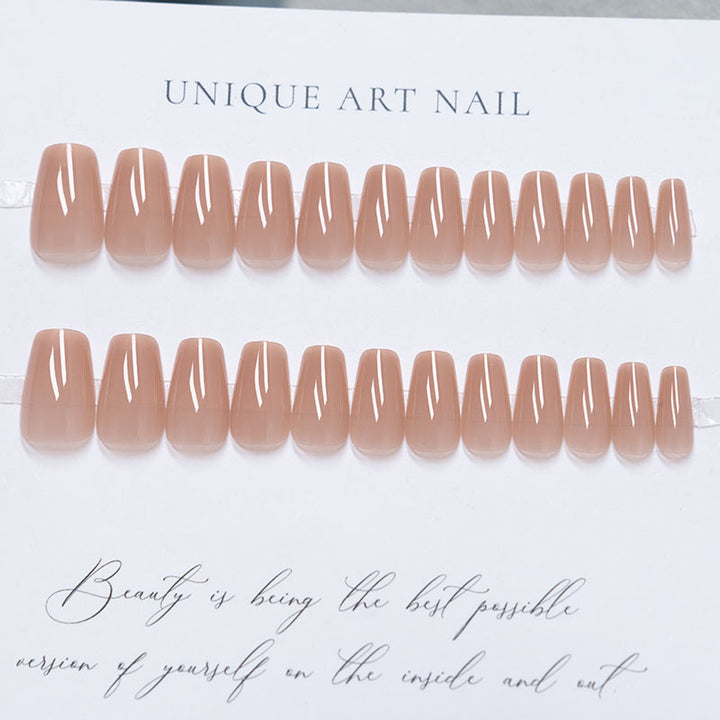 Natürliche Glossy Lange Coffin Press-On Nägel
