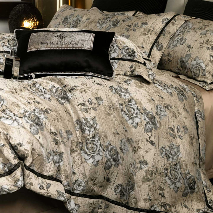 Luxus Blumenjacquard Bettwäsche Set mit Bettdecke und Kissenbezügen