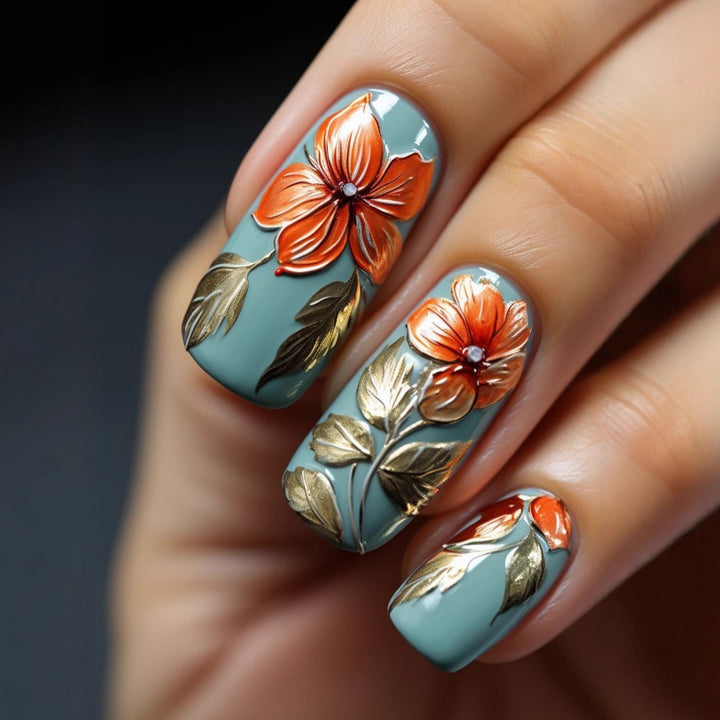 Kunstnägel mit Elegantem 3D Blumen-Design Karnz