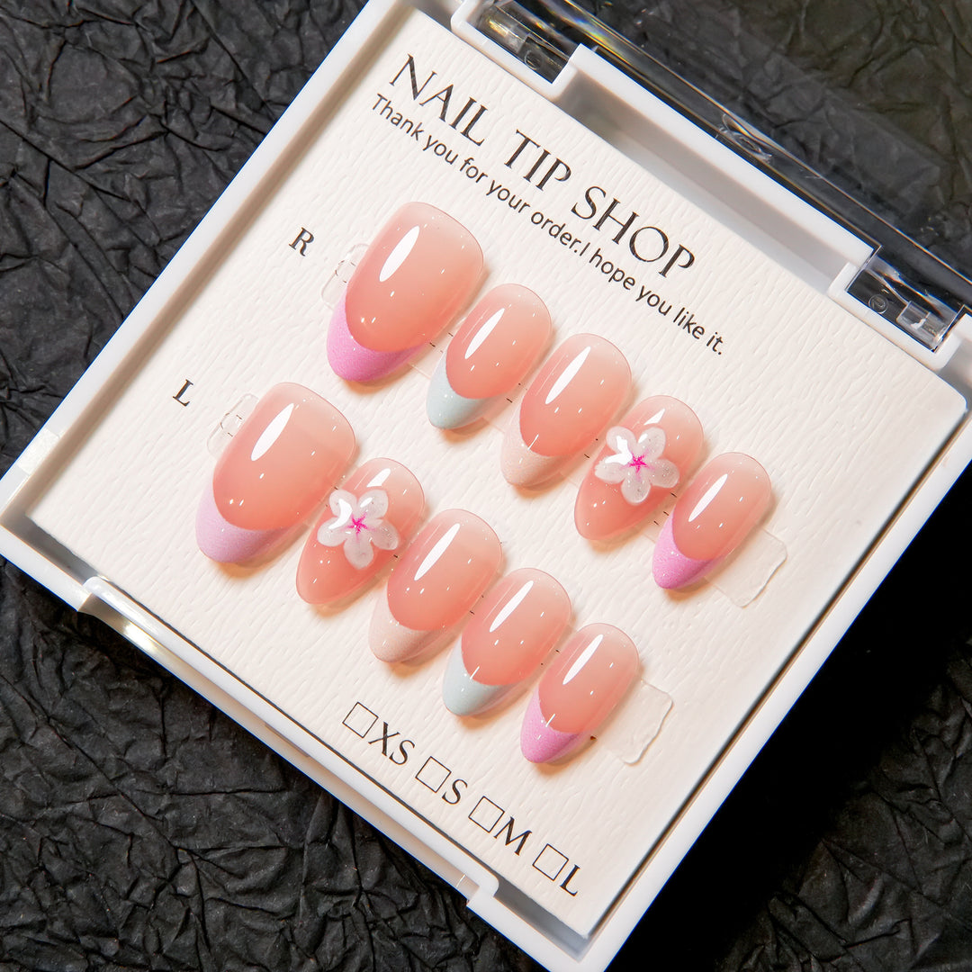 Elegantes Blumenmuster Press-On Nagelset