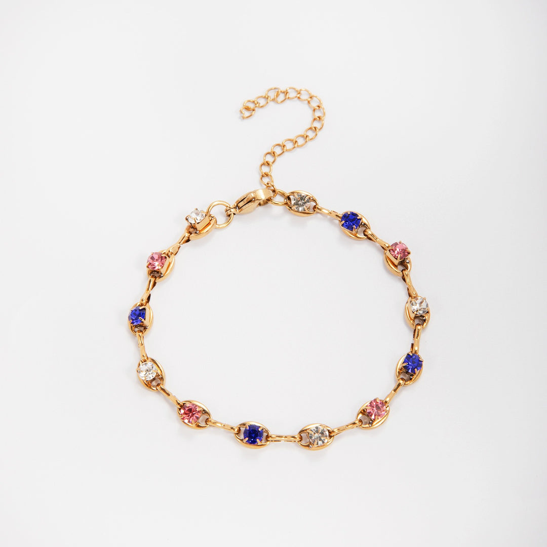 Eleganter Edelstein Akzent Link Armband Karnz