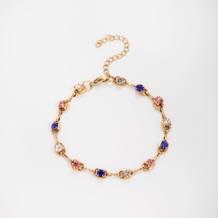 Eleganter Edelstein Akzent Link Armband Karnz