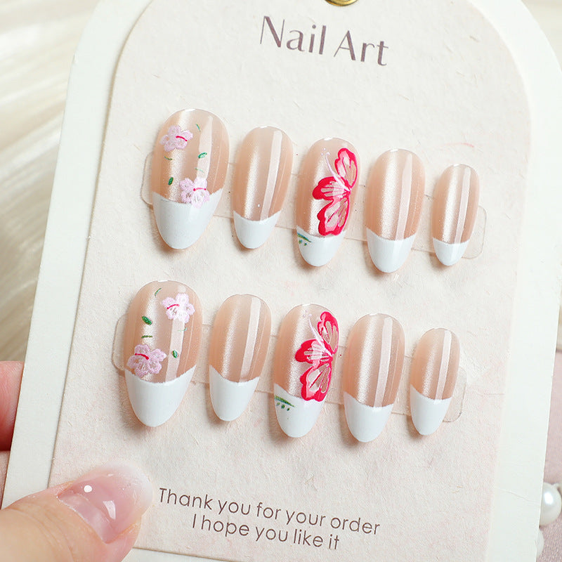 Premium Floral Press-On Nail Art Set