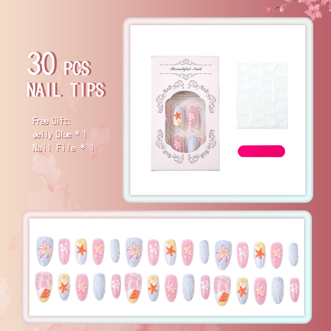 Tropisch inspiriertes dekoratives Press-On Nagelkunst Set