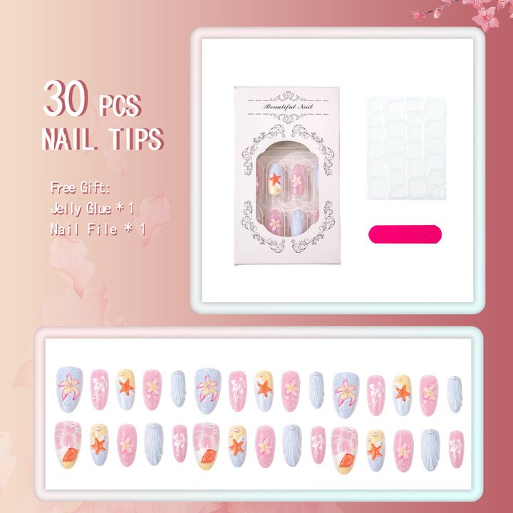 Tropisch inspiriertes dekoratives Press-On Nagelkunst Set