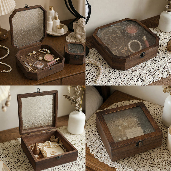 Vintage achteckige Holz-Schmuckbox