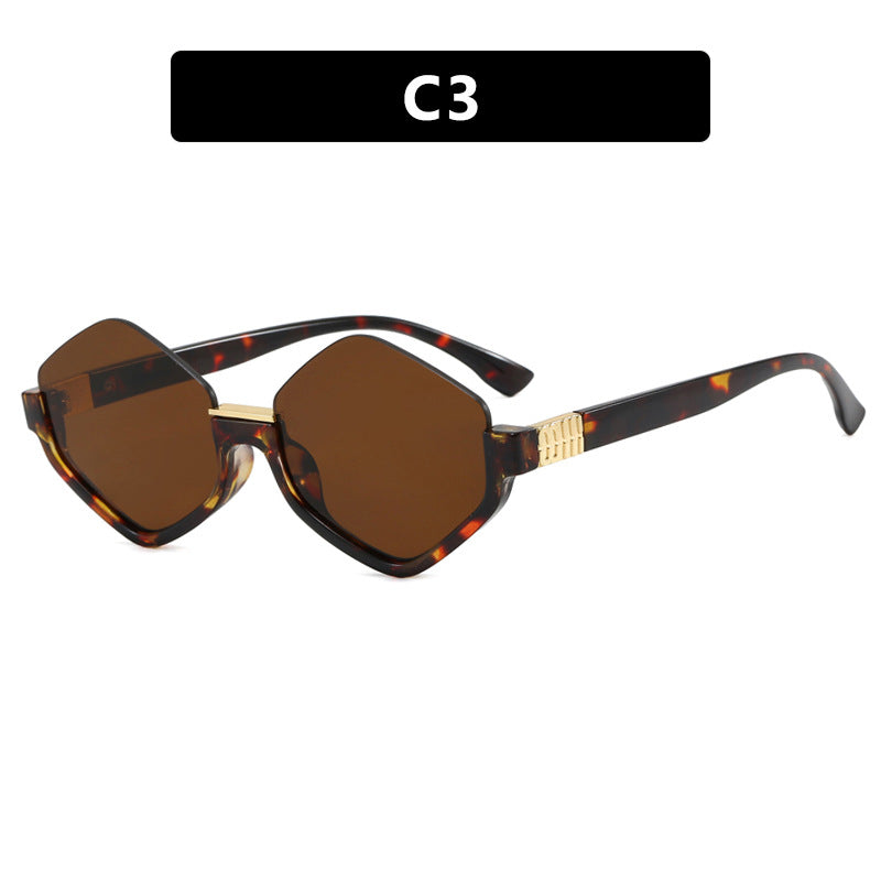 Damen modische Sonnenbrille mit trendy sechseckigem Rahmen und schützenden Gläsern Karnz