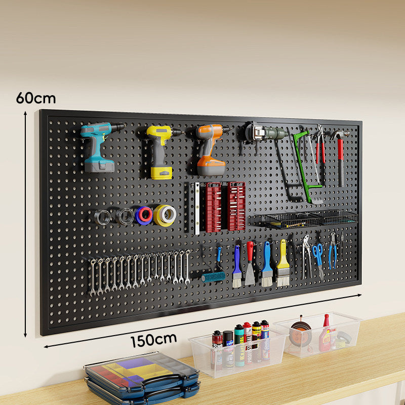 Wandmontiertes perforiertes Metall-Pegboard-Werkzeugorganisator-Panel mit modularen Haken und Aufbewahrungsbehältern